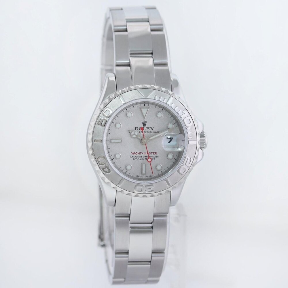 50% OFF! WOMENS ROLEX PLATINUM YACHT MASTER WATCH WITH BOX